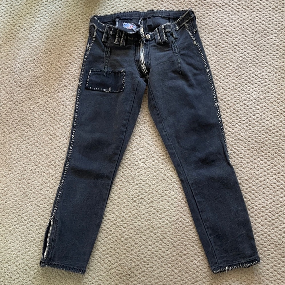 Black denim, low rise, small(4)